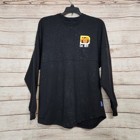 Walt DISNEY World HALLOWEEN Glitter Black Candy Corn Spirit Jersey Size XS - Picture 2 of 14